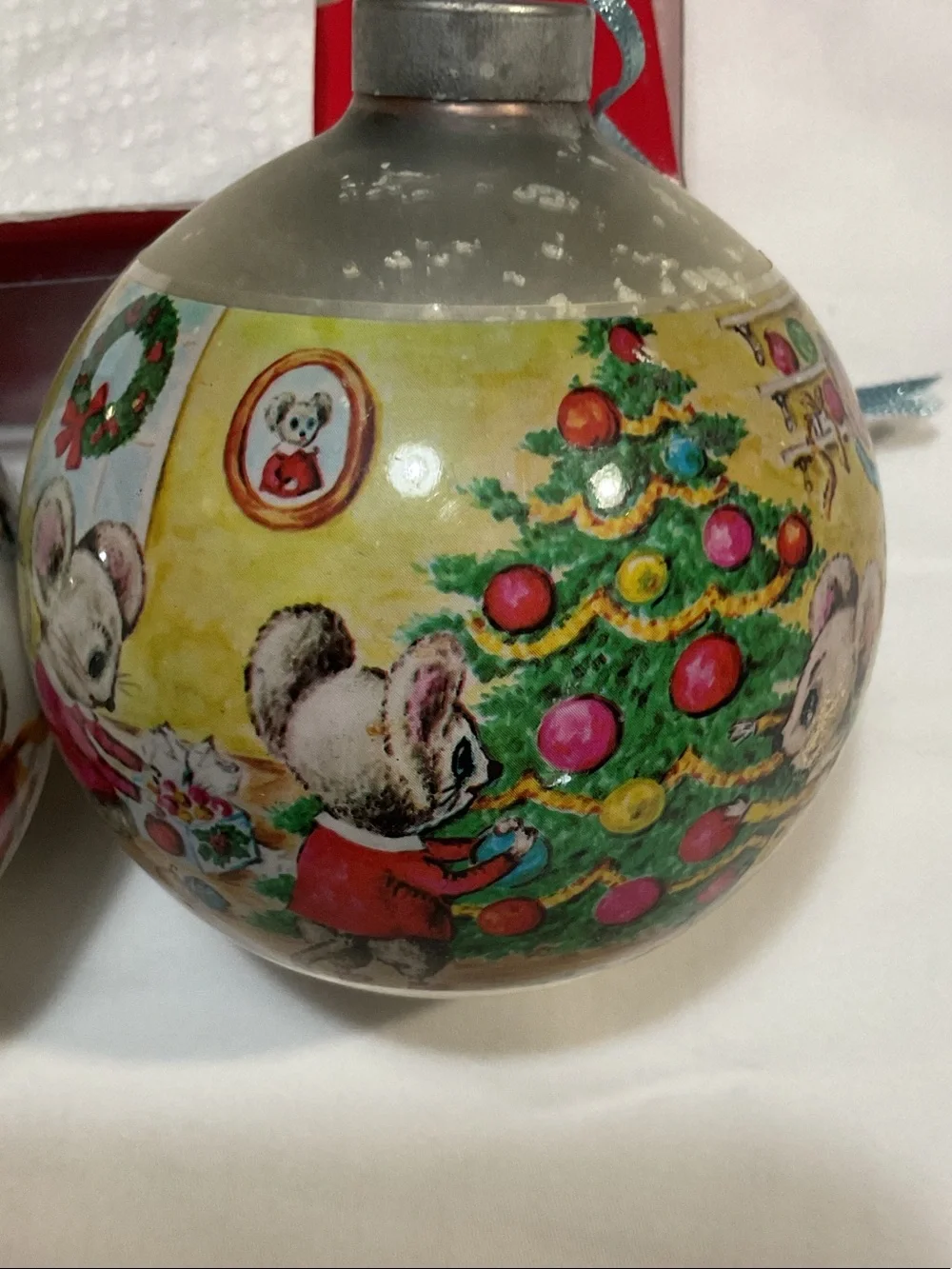 Vintage Mouse Holiday Glass Ornaments — Set of 3